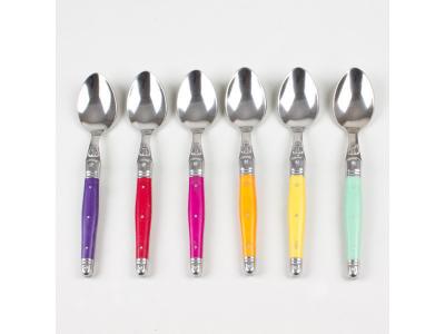 JEAN DUBOST  - Coffret 6 Cuilleres Laguiole Irise Assorties