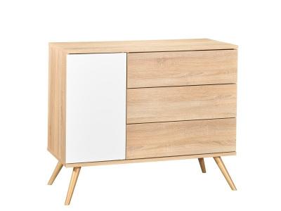 Commode 1 porte 3 tiroirs 95x115x50cm en Bois Marron