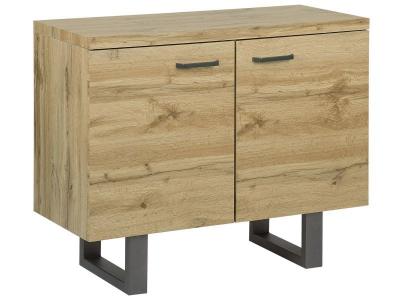 Commode moderne imitation en bois clair avec 2 portes