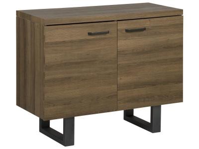 Commode moderne imitation en bois fonc&eacute; avec 2 portes