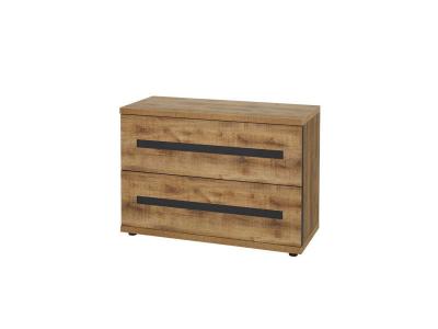 Commode 2 tiroirs bois tropical - hades - l 110 x l 48 x h 77 - neuf