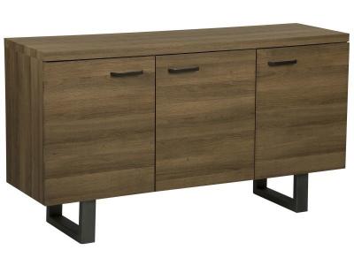 Commode moderne imitation en bois fonc&eacute; avec 3 portes