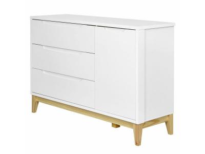 Akiten Retail Commode 3 tiroirs 1 Porte Yoona Blanc et Bois