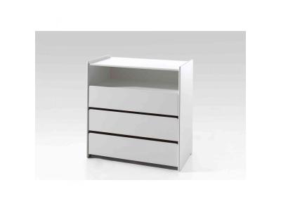 Commode 3 tiroirs bois blanc laqu&eacute; - Terre de nuit 