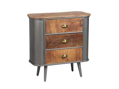 Commode 3 tiroirs bois/metal - jink - l 75 x l 35 x h 80 - neuf