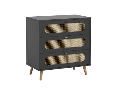 Commode 3 tiroirs canne - noir