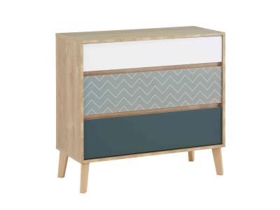 Terre de Nuit Commode 3 tiroirs en bois imitation ch&ecirc;ne clair - CO5046
