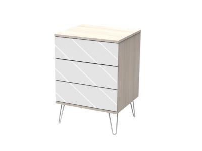 Petite commode 3 tiroirs happy - blanc et bois