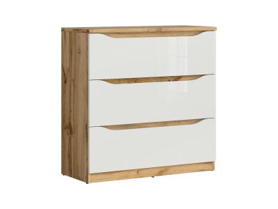 Commode 3 tiroirs blanche et naturelle