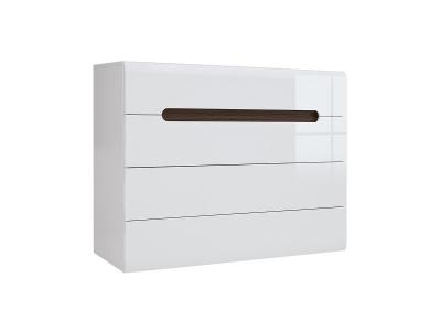 Commode 4 tiroirs Darrel Blanc laqu&eacute; et Bois