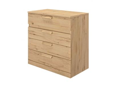 Commode 4 tiroirs en bois imitation ch&ecirc;ne clair - CO5030 