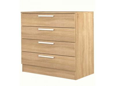 Terre de Nuit Commode 4 tiroirs en bois imitation ch&ecirc;ne - CO9004