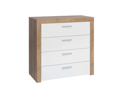 Commode 4 tiroirs blanche et naturelle