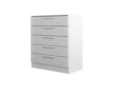 Commode 5 tiroirs en bois blanc - CO9022 - Blanc - Terre de Nuit