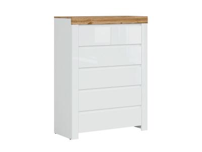 Commode 6 tiroirs Hella Blanc et Bois