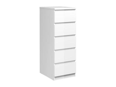 Alter Commode &agrave; cinq tiroirs, couleur blanc brillant, 40 x 111 x 50 cm
