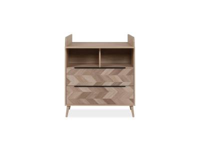 BABY FOX Commode &agrave; langer b&eacute;b&eacute; 2 tiroirs 2 niches en bois naturel impression chevron - CO70107