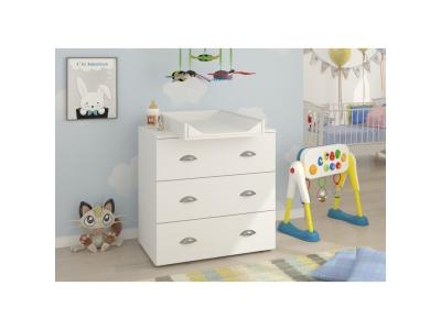 BIM FURNITURE Commode enfant avec table &agrave; langer amovible 80x71,8x90 cm 3 tiroirs mia Blanc mat