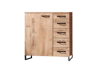 Commode &agrave; tiroirs Imitation ch&ecirc;ne noir - L81 x H92 x P41 cm -PEGANE-