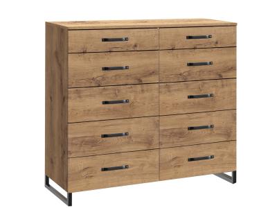 Commode &agrave; tiroirs Imitation ch&ecirc;ne poutre - L116 x H102 x P41 cm -PEGANE-