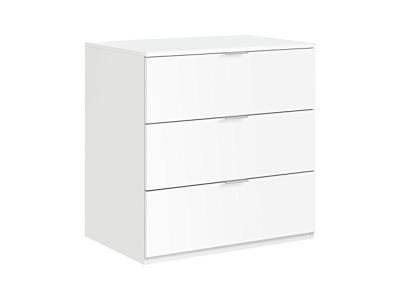 Commode avec 3 tiroirs coloris blanc - 80 x 77 x 38 cm -PEGANE-