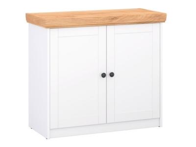 Commode Ch&ecirc;ne Mat Blanc en Bois Massif Sideboard 92,3 x 82 x 41,8 cm