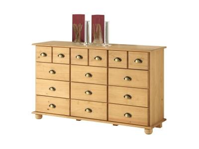 Commode en pin COLMAR, 12 tiroirs, finition cir&eacute;e