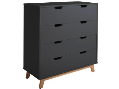 CORINNA Commode de chambre 80 cm - Gris anthracite et d&eacute;cor ch&ecirc;ne