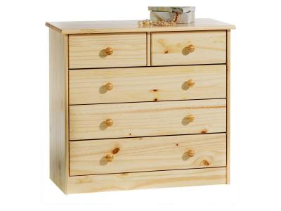 Commode en pin RONDO 2+3 tiroirs vernis naturel