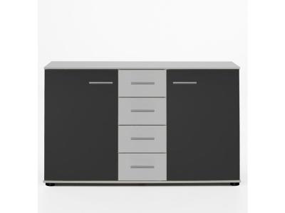 Commode de rangement 130 X 83 cm coloris blanc/anthracite-PEGANE-