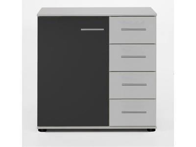 Commode de rangement coloris blanc/anthracite 81 X 83 X 41 cm-PEGANE-