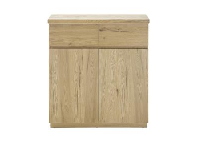 Commode d'entr&eacute;e avec 2 portes coloris ch&ecirc;ne - longueur 90 x hauteur 95 x profondeur 41 cm