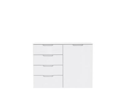 Commode dressing blanc laqu&eacute; 1 porte, 4 tiroirs - pure