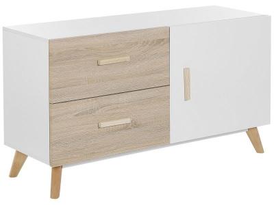 Commode au style scandinave avec 2 tiroirs et compartiment &agrave; porte