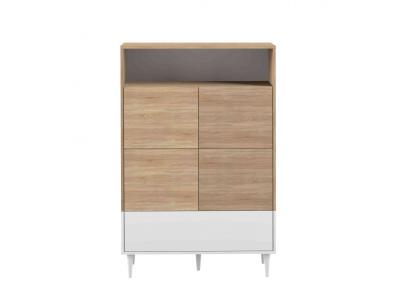 Commode en bois blanc avec placard et niche de rangement - CO6001