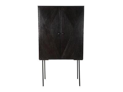 Commode en bois et pied en metal marron fonce avec 2 portes et 1 etagere - Largeur 84 x Hauteur 153,5 x Profondeur43cm -- 