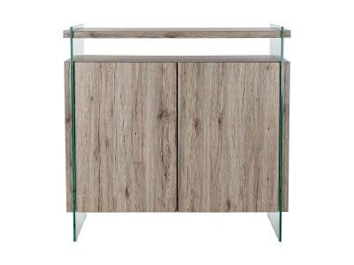 Commode en bois mdf avec 2 portes et 3 &eacute;tag&egrave;res - largeur 120 x hauteur 120 x profondeur 44 cm