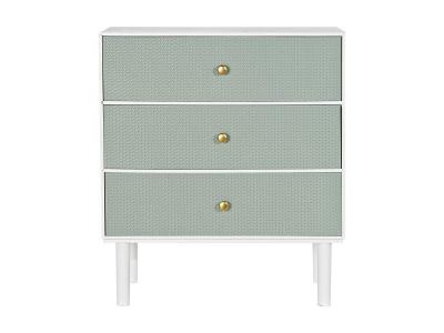 Commode en bois mdf blanc avec 3 tiroirs vert - largeur 60 x hauteur 70 x profondeur 28cm -pegane-