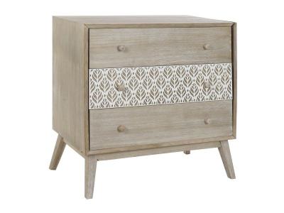 Commode en bois paulownia avec 3 tiroirs - largeur 80 x hauteur 80 x profondeur 42cm -pegane-