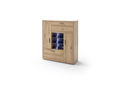 Commode en ch&ecirc;ne noueux - L104 x H123 x P37 cm -PEGANE-