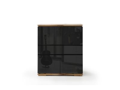 Commode en laque noir brillant - L102 x H115 x P40 cm -PEGANE-