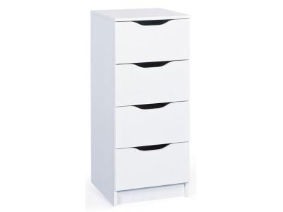 Commode en panneaux de particules m&eacute;lamin&eacute; coloris blanc - Dim : 41 x 40 x 89 cm --