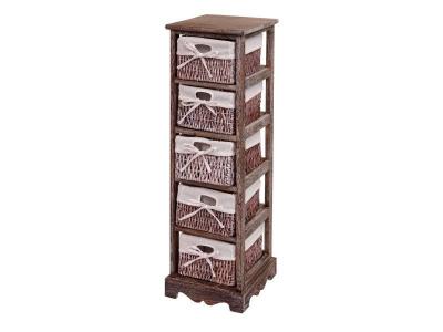 Mendler Commode/&eacute;tag&egrave;re 5 paniers, 25x28x90cm, Shabby, Vintage, Marron