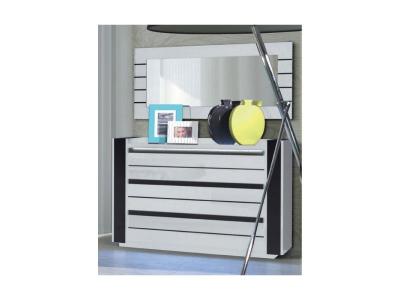 Commode LINA + LED blanche et noire brillante design. Commode pour chambre &agrave; coucher