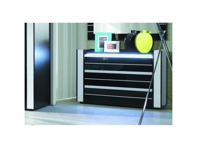 Commode LINA + LED noire et blanche brillante design. Commode pour chambre &agrave; coucher