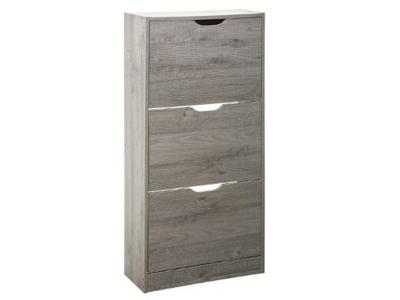 Meuble &agrave; chaussures coloris ch&ecirc;ne gris - L.60 x P.24 x H.118 cm --