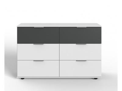 Commode / meuble de rangement coloris blanc/graphite - Longueur 130 x Hauteur 83 x Profondeur 41 cm -- 