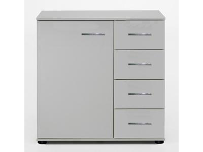 Commode meuble de rangement coloris blanc - L. 81 x H. 83 x P. 41 cm --