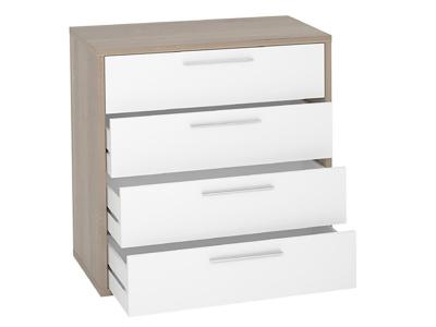 Commode Meuble de rangement coloris ch&ecirc;ne/blanc - Longueur 90 x Profondeur 40 x Hauteur 86 cm