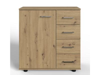 Pegane Commode 4 tiroirs - Ch&ecirc;ne
